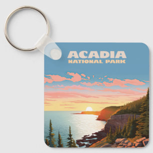 Acadia National Park, Maine Coast Retro Sleutelhanger