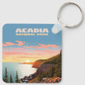 Acadia National Park, Maine Coast Retro Sleutelhanger (Achterkant)