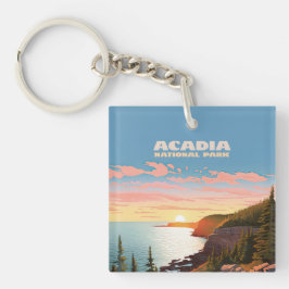 Acadia National Park, Maine Coast Retro Sleutelhanger