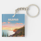 Acadia National Park, Maine Coast Retro Sleutelhanger (Achterkant)