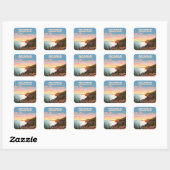 Acadia National Park, Maine Coast Retro Vierkante Sticker (Vel)