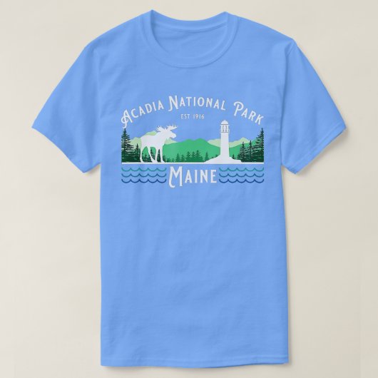Acadia National Park Maine Lighthouse Moose Souven T-shirt (Design voorkant)