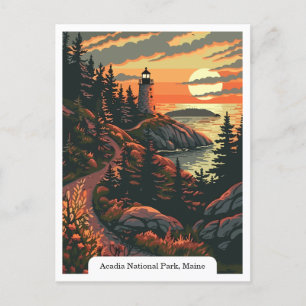 Acadia National Park, Maine Lighthouse Reizen Briefkaart
