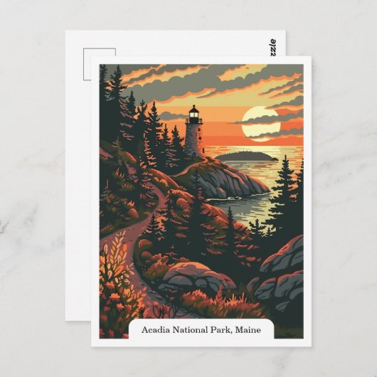 Acadia National Park, Maine Lighthouse Reizen Briefkaart (Voorkant / Achterkant)