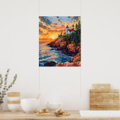 Acadia National Park, Maine Lighthouse Reizen Poster (Keuken)