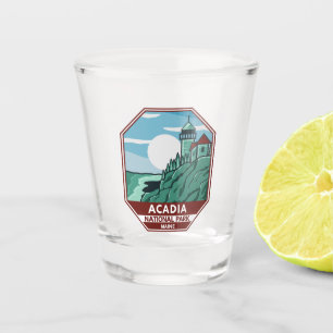 Acadia National Park Maine Lighthouse Retro Emblem Shot Glas