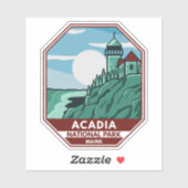 Acadia National Park Maine Lighthouse Retro Emblem Sticker (Vel)