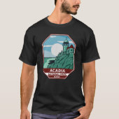Acadia National Park Maine Lighthouse Retro Emblem T-shirt (Voorkant)