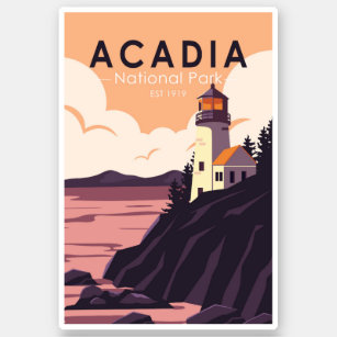 Acadia National Park Maine Lighthouse  Sticker