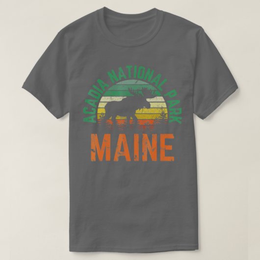 Acadia National Park Maine Moose Hiking Retro Suns T-shirt (Design voorkant)