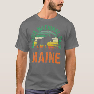 Acadia National Park Maine Moose Hiking Retro Suns T-shirt