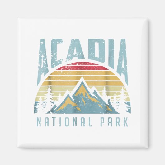 Acadia National Park Maine Mountains Retro T Shirt Magneet (Voorkant)