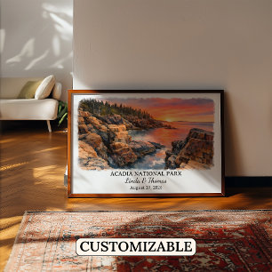 Acadia National Park Maine Poster, Aquarel Poster