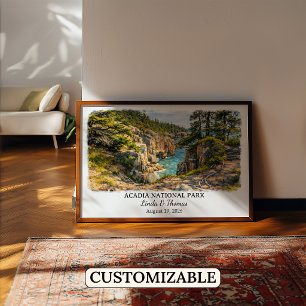 Acadia National Park Maine Poster, Aquarel Poster