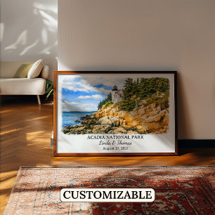 Acadia National Park Maine Poster, Aquarel Poster