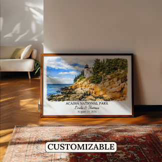 Acadia National Park Maine Poster, Aquarel Poster