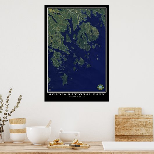 Acadia National Park Maine van de ruimtesatelliet Poster (Keuken)