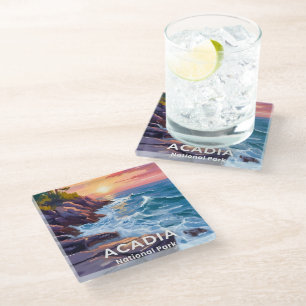 Acadia National Park   Otter Cliffs Maine Reizen Glazen Onderzetter