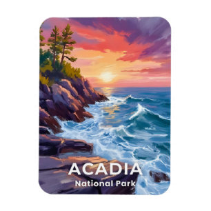 Acadia National Park   Otter Cliffs Maine Reizen Magneet