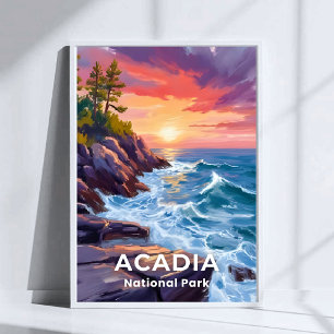 Acadia National Park   Otter Cliffs Maine Reizen Poster