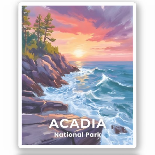 Acadia National Park | Otter Cliffs Maine Reizen Sticker (Voorkant)