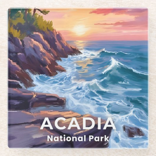 Acadia National Park | Otter Cliffs Maine Travel Glazen Onderzetter (Voorkant)