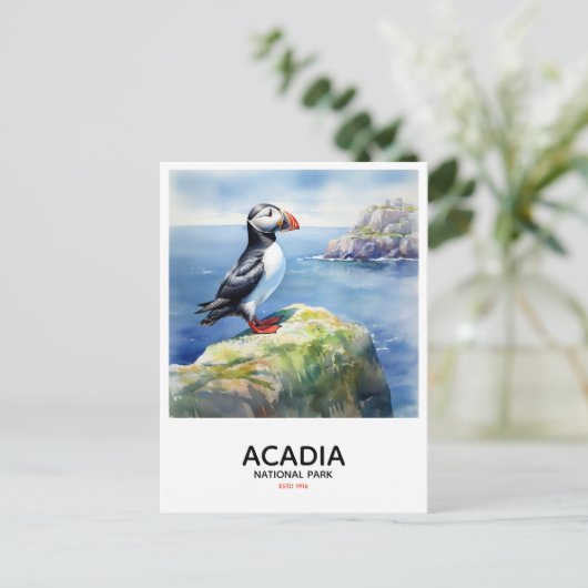 Acadia National Park - Perched Puffin Briefkaart (Staand voorkant)