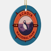 Acadia National Park Puffin Retro Compass Embleem Keramisch Ornament (Rechts)