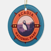 Acadia National Park Puffin Retro Compass Embleem Keramisch Ornament (Links)