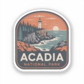 Acadia National Park Retro Embleem Sticker (Voorkant)
