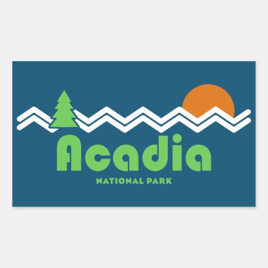 Acadia National Park Retro Rechthoekige Sticker (Voorkant)