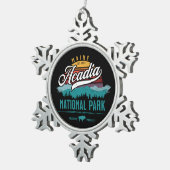 ACADIA NATIONAL PARK RETRO SUNSET HOLIDAY TIN SNEEUWVLOK ORNAMENT (Rechts)
