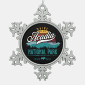 ACADIA NATIONAL PARK RETRO SUNSET HOLIDAY TIN SNEEUWVLOK ORNAMENT (Voorkant)