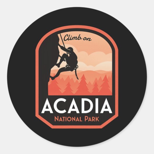 Acadia National Park Rotsklimmen Ronde Sticker (Voorkant)