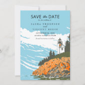 Acadia National Park Save The Date Retro Kaart (Voorkant)