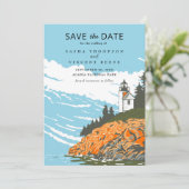 Acadia National Park Save The Date Retro Kaart (Staand voorkant)