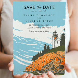 Acadia National Park Save The Date Retro Kaart