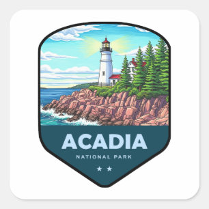 Acadia National Park Schild Vierkante Sticker