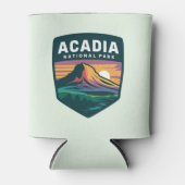 Acadia National Park Sunset Badge Illustratie Blikjeskoeler (Voorkant)