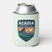Acadia National Park Sunset Badge Illustratie Blikjeskoeler (Blikje Achterkant)