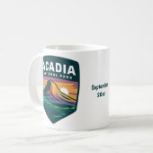 Acadia National Park Sunset Badge Illustratie Koffiemok (Voorkant links)