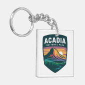 Acadia National Park Sunset Badge Illustratie Sleutelhanger (Voorkant Links)