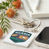 Acadia National Park Sunset Badge Illustratie Sleutelhanger (Voorkant Rechts)