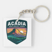 Acadia National Park Sunset Badge Illustratie Sleutelhanger (Achterkant)