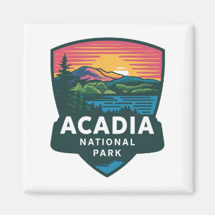 Acadia National Park Sunset Badge Magneet