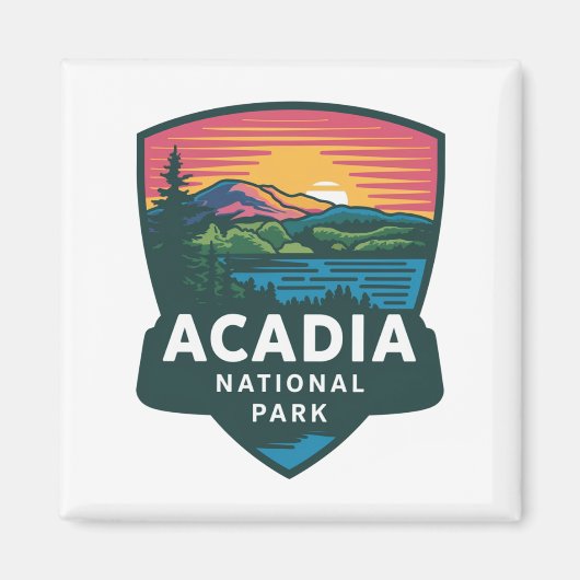 Acadia National Park Sunset Badge Magneet (Voorkant)
