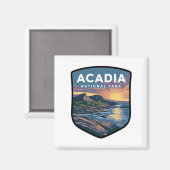 Acadia National Park Sunset Badge Magneet (Voorkant / Achterkant)