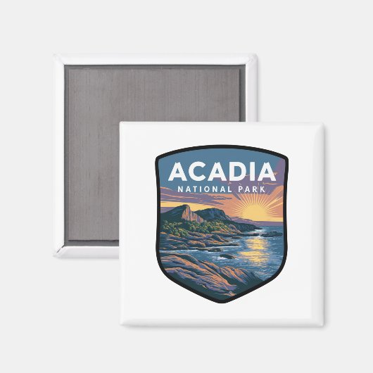 Acadia National Park Sunset Badge Magneet (Voorkant / Achterkant)
