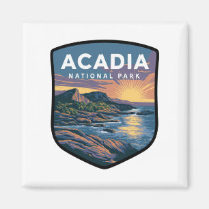 Acadia National Park Sunset Badge Magneet
