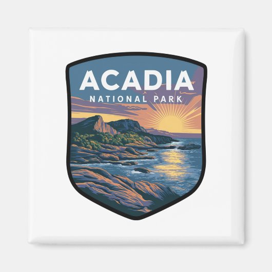 Acadia National Park Sunset Badge Magneet (Voorkant)